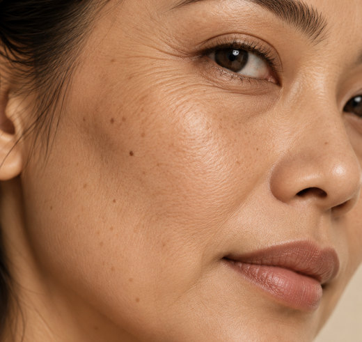 Mature skin showing fine lines and loss of firmness