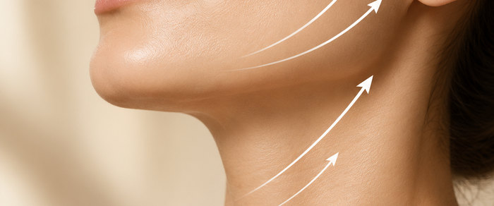Close-up of a lifted jawline and neck